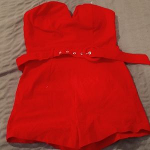 red shorts jumpsuit